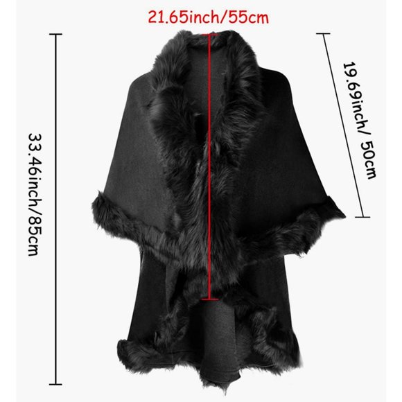 Soft Pink Faux Fur trimmed Cape Sweater One Size fits most - Picture 2 of 2